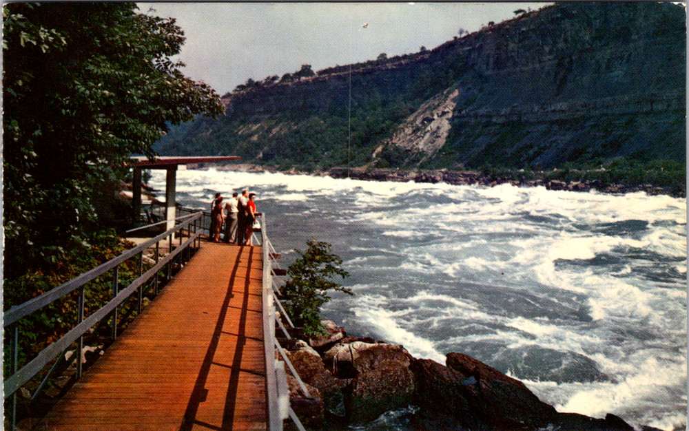 Vintage Postcard Whirlpool Rapids Boardwalk Niagara Falls Ontario Canada