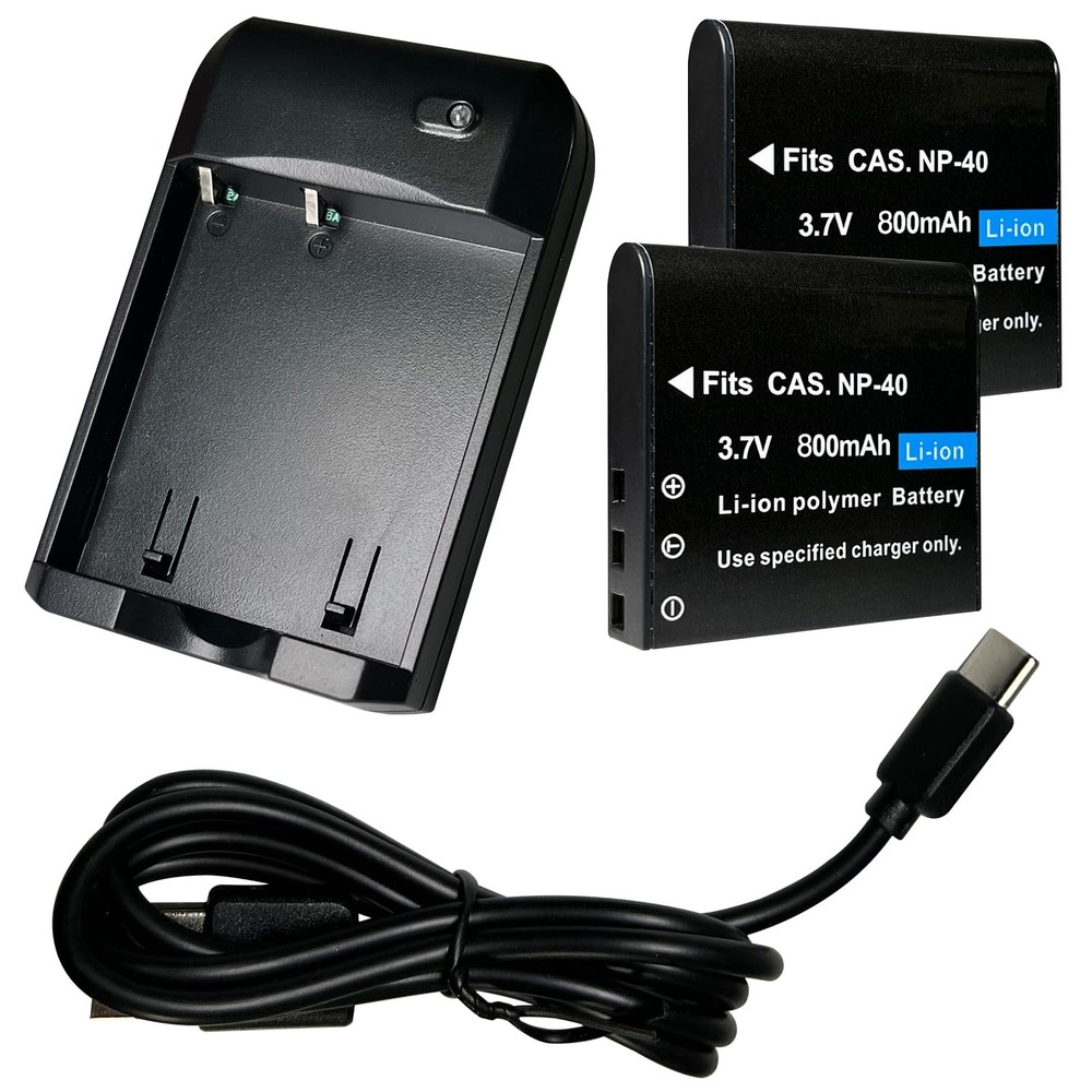 NP-40 Battery Charger with 2 CAS NP-4 Digital Camera Batteries