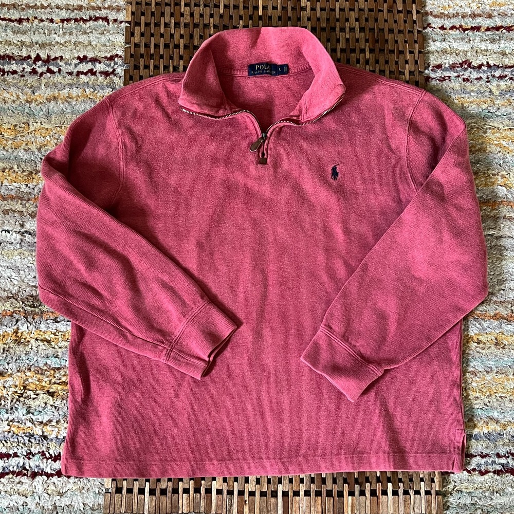 Polo Ralph Lauren 1/4 Zip Pullover Sweater Sweatshirt Red Men's Large L