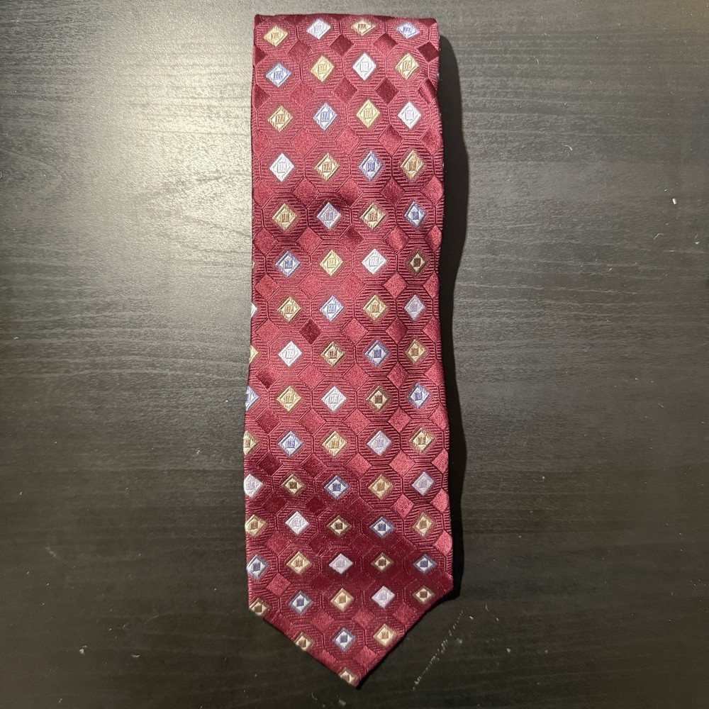 Michael Kors 100% Silk Tie Men's Red Blue Gold Necktie