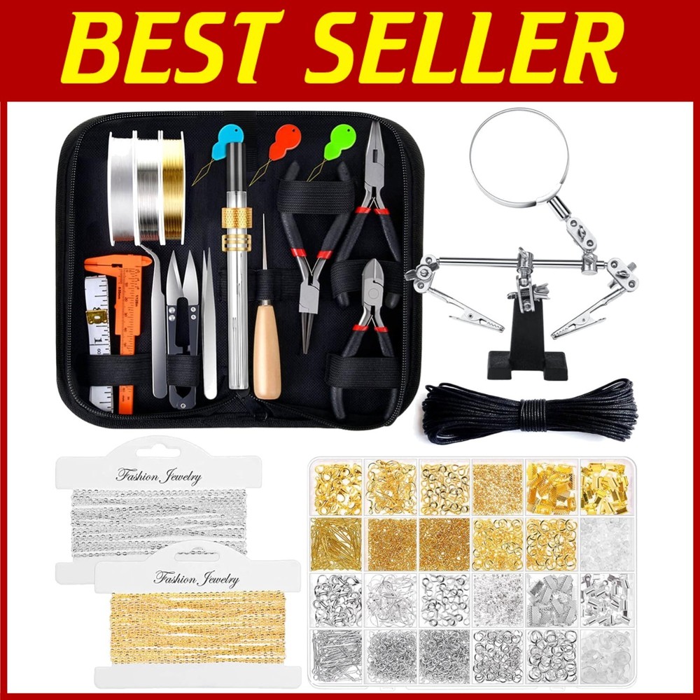 Elegant 1857-Piece Jewelry Making Kit for Adults in Black Zip Pouch