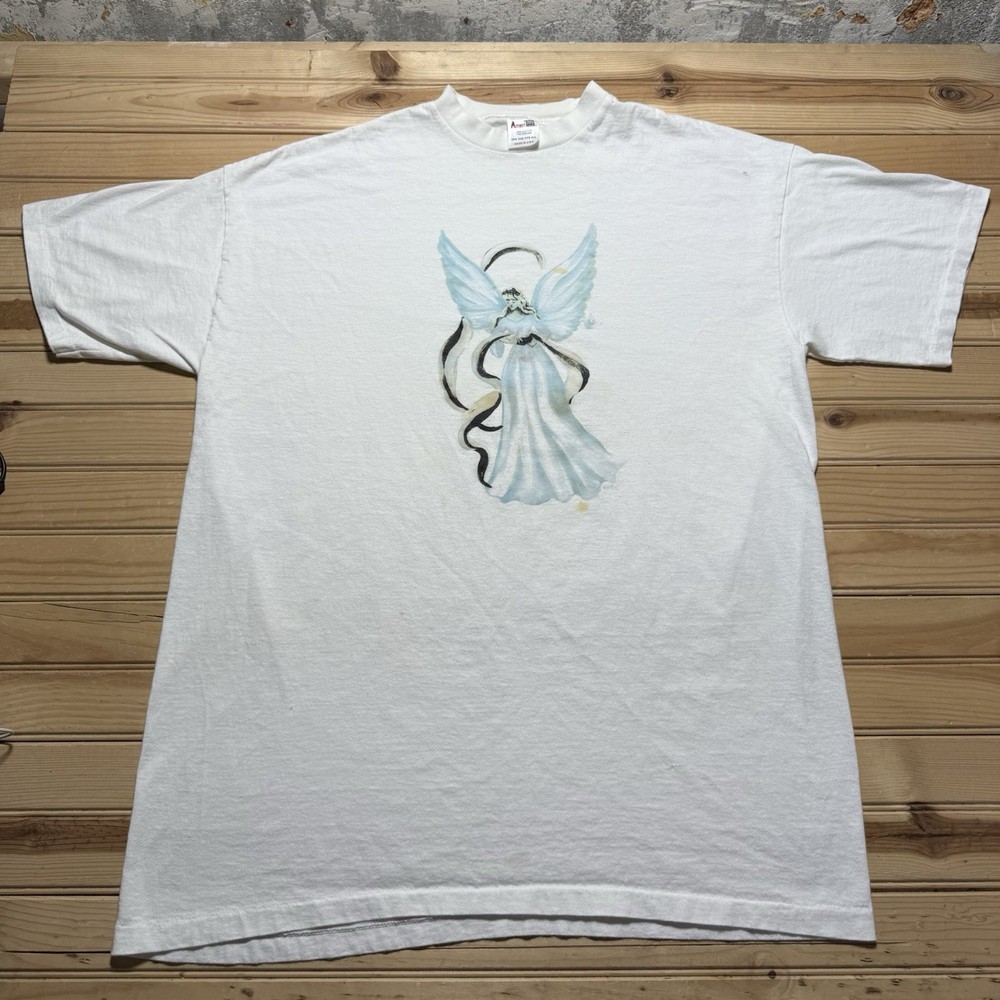 Vintage 90s Guardian Angel Heavenly Art Shirt Size OSFA / XL Single Stitch