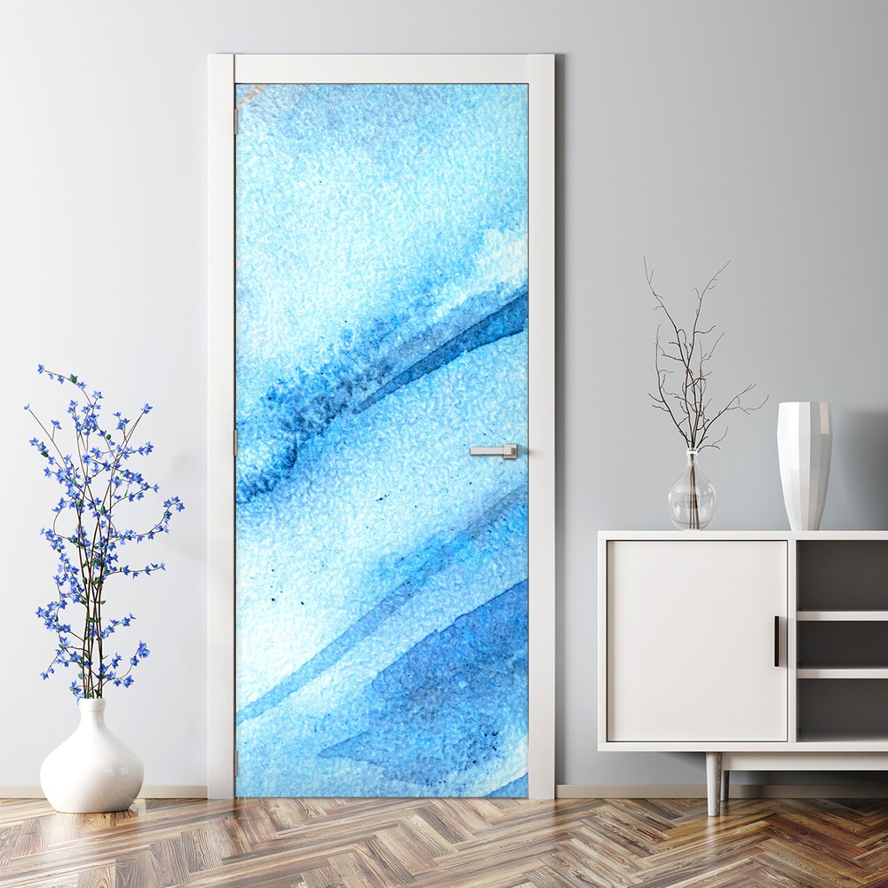 Cold Splash mural Door Decal Decor abstract Watercolour vintage pastel