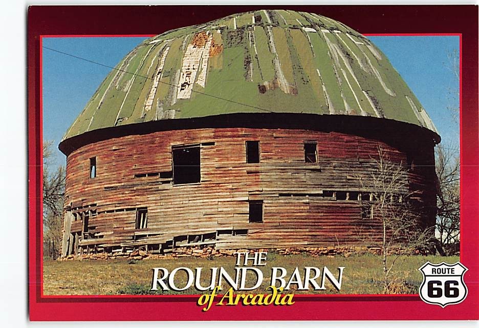 Postcard Round Barn of Arcadia Oklahoma USA