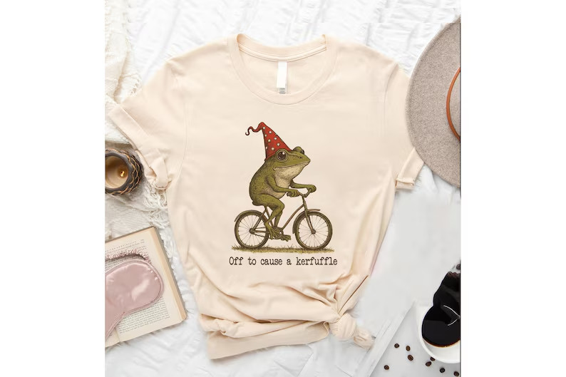 Off to Cause a Kerfuffle Frog Tshirt, Sarcastic Shirts, Funny Sayings, Adult Hum