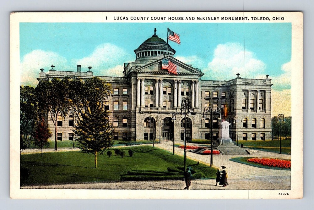 Toledo OH-Ohio, Lucas County Court House, McKinley Monument, Vintage Postcard