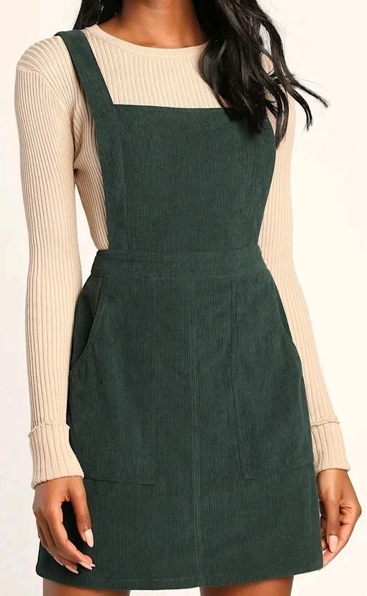 Women's Green Corduroy Midi Jumper, 3XL New