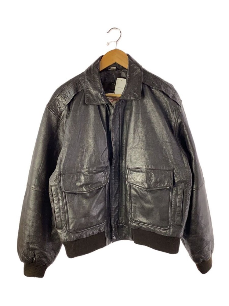 Men's Brown Leather Blouson Jacket Size L Style 272
