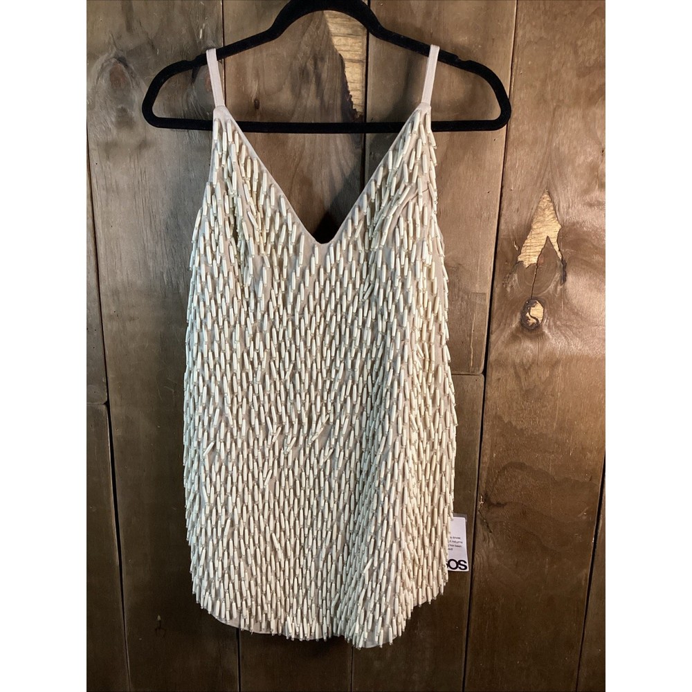 ASOS Structured Mini Dress With 3D BeadingCream Color Size 12