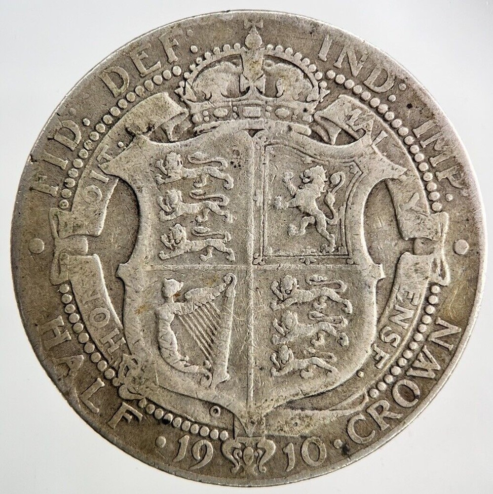 1910 Edward VII Silver Half-Crown Fine Collectible British Coin