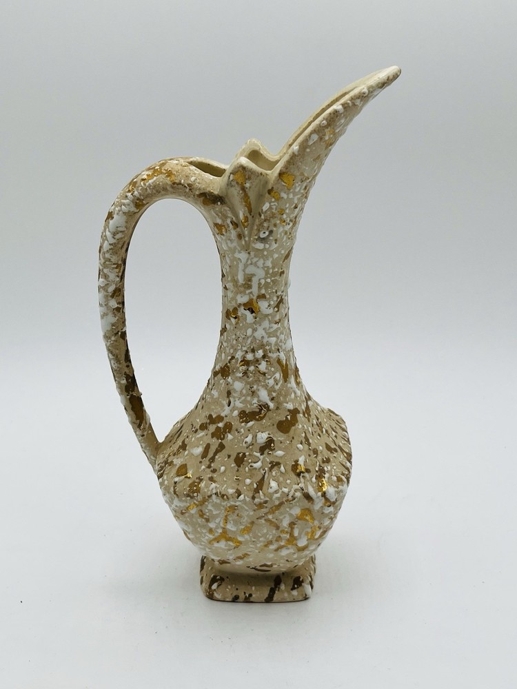 Vintage Mid Century Savoy 24k Weeping Gold Ewer Vase 7”