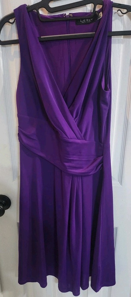 Ralph Lauren Women's Draped Wrap Midi Dress, Purple, size 2, NWT