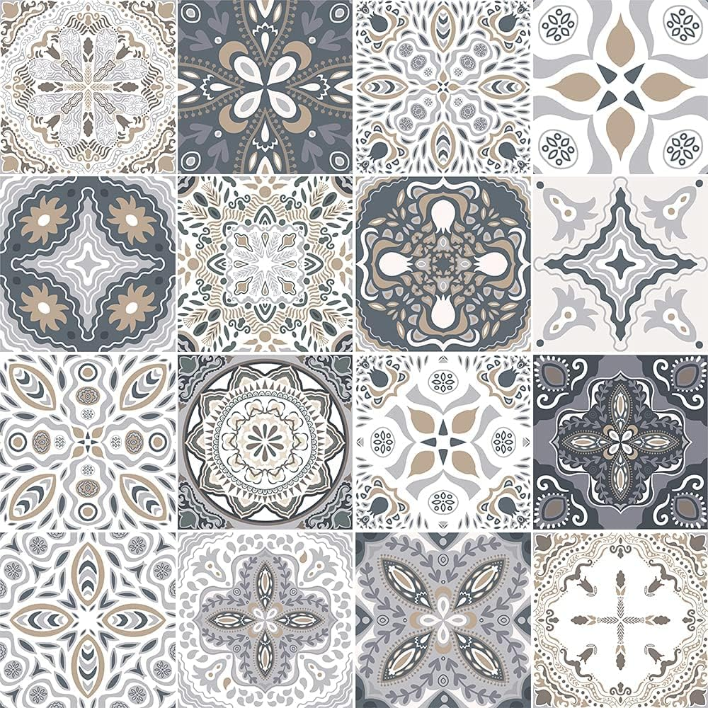 16Pcs Peel & Stick Backsplash Tiles - 6x6 Inch Self-Adhesive Wall Stickers