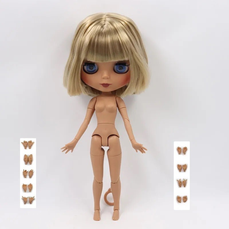 Blythe Doll with Matte Face Mixed Color Blonde Straight Hair BJD Interactive Toy Gift