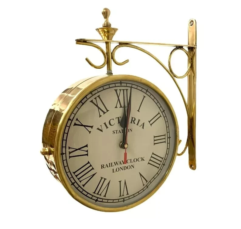 Antique Victoria Station Double Sided Railway Clock Wall Clock Home Decorative