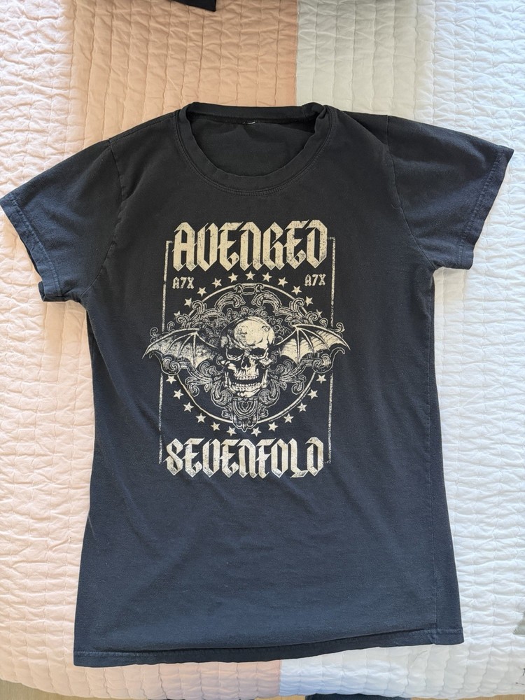 Avenged Sevenfold A7X Black Graphic Print Logo Crew Neck Short Sleeve T-Shirt M