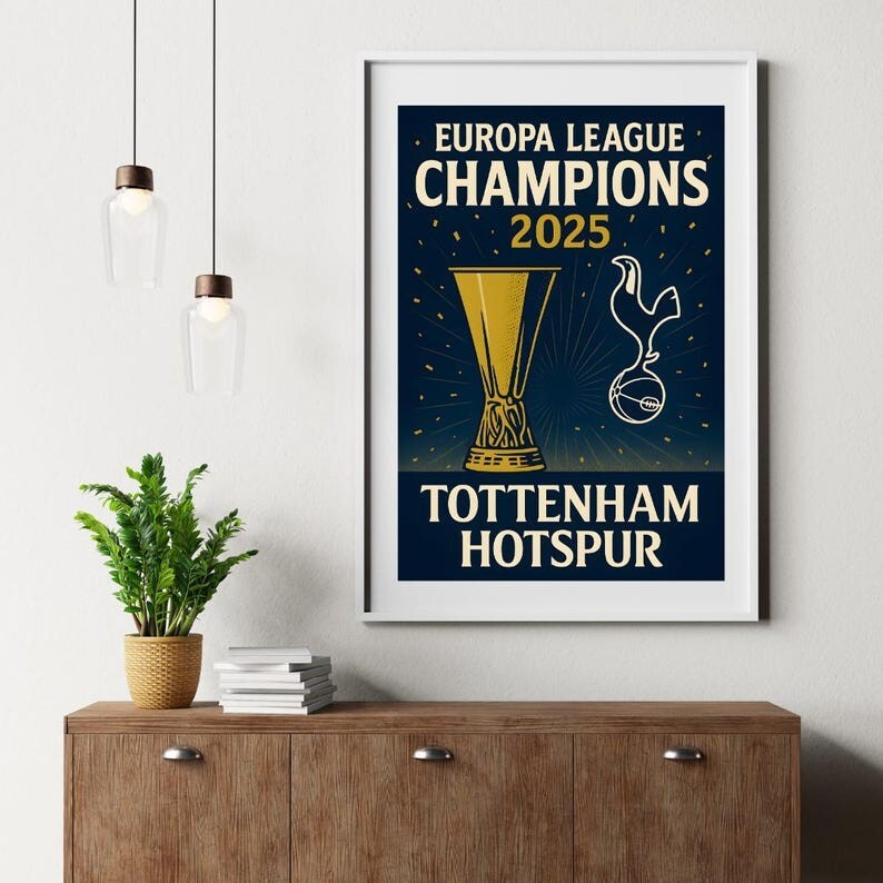 Tottenham Hotspur 2025 Europa League Champions Poster - Premium Wall Decor