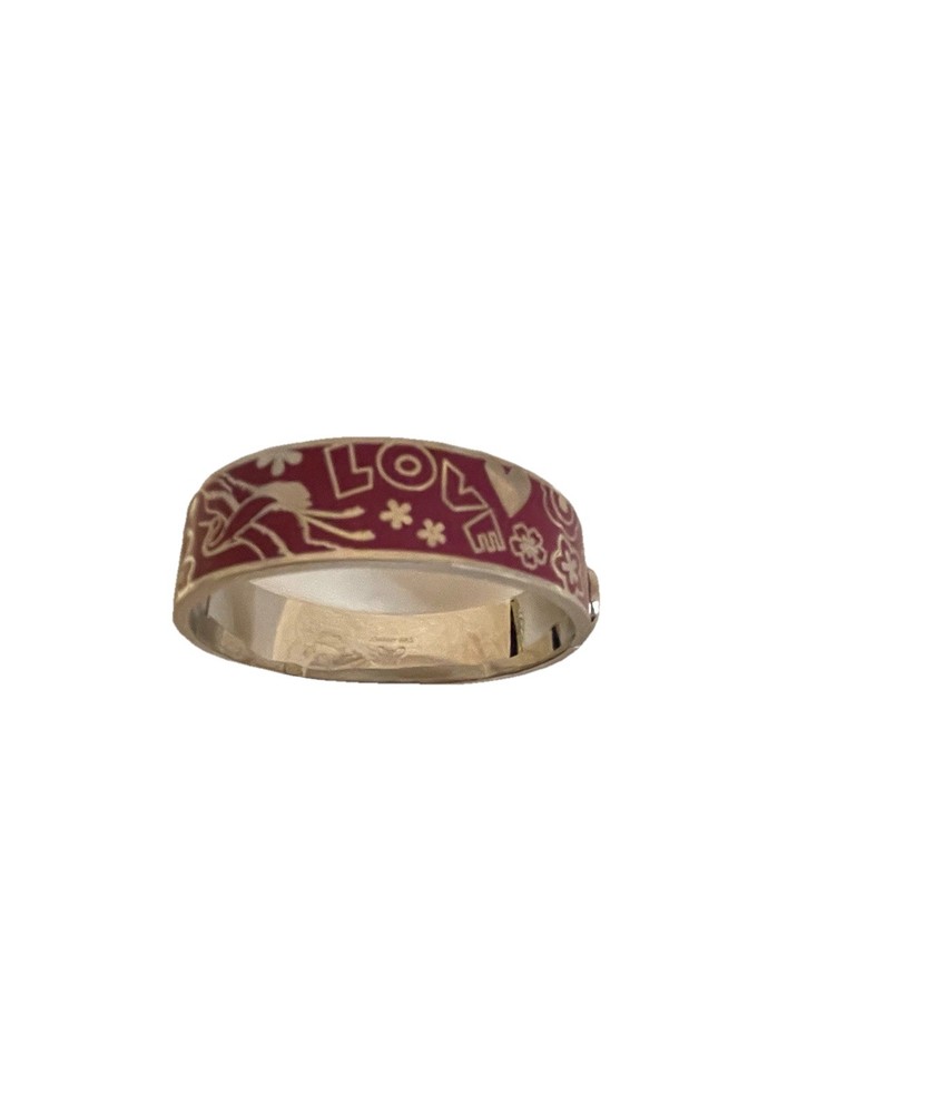 Johnny Was Love Hinged Bracelet Silver-Tone Floral Enamel  $175  size-M/L