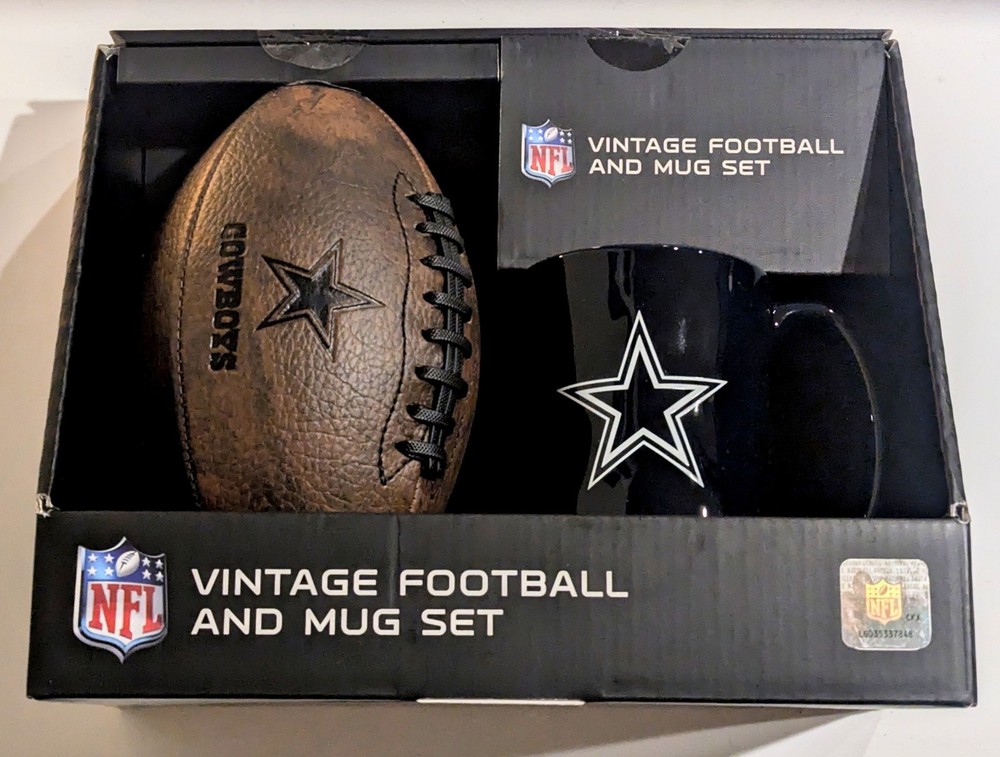 Vintage NFL Dallas Cowboys Football & Mug Gift Set - New Collectible Memorabilia