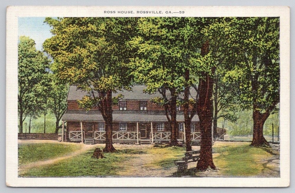 Ross House Rossville GA Postcard John Ross Cherokee Chief Lookout Mountain 1940s