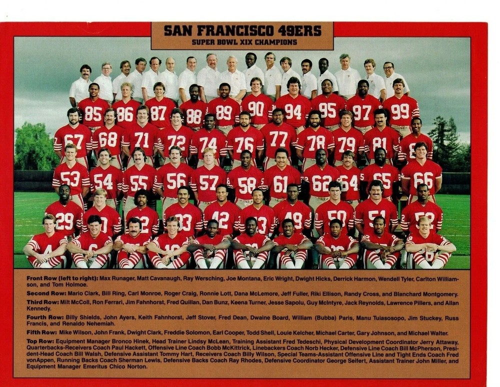 1984 1985 San Francisco 49Ers Super Bowl Champions Team Montana Nfl 8x10 PHOTO