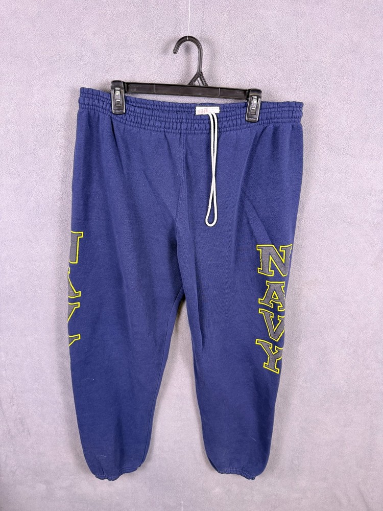 US Navy Sweatpants Men’s L Large Blue 50/50 Joggers USA Made Military VTG Track
