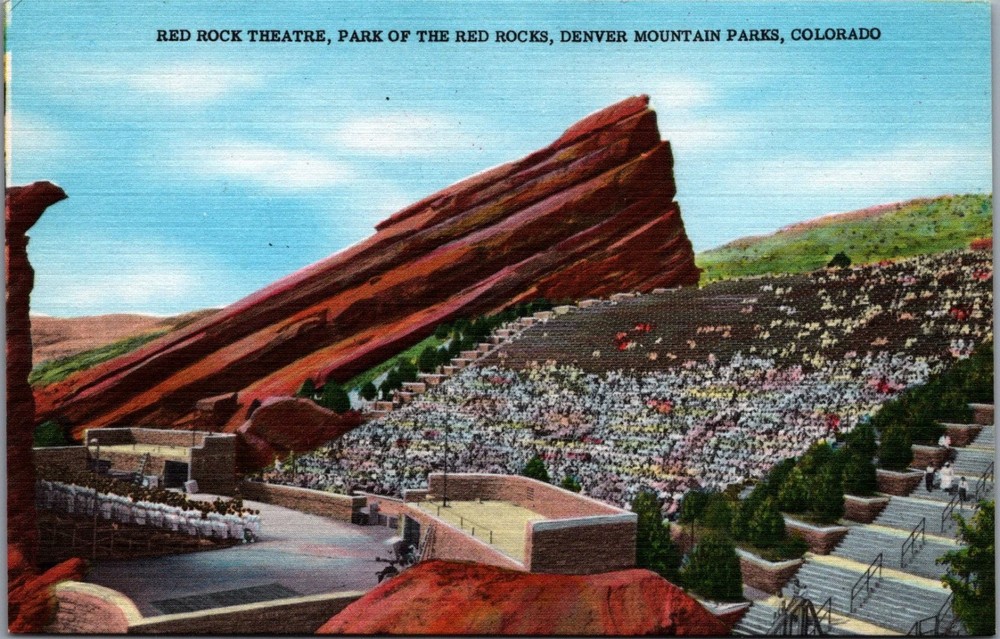 Red Rocks Theatre Colorado Vintage Postcard Denver Mountain Parks Scenic View