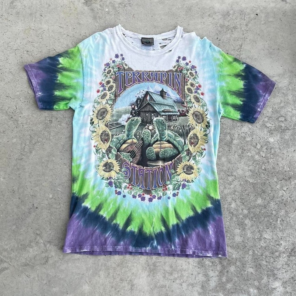 Vintage 90s Grateful Dead Terrapin Station Tie Dye Shirt Medium Thrashed Style