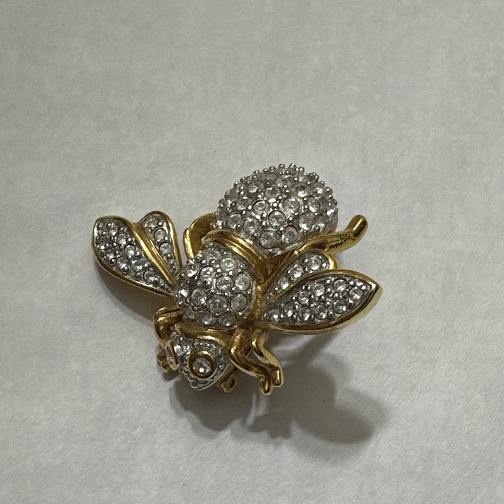 Joan Rivers Gold Tone Rhinestone Studded Bumble Bee Brooch Pin ( LARGE )
