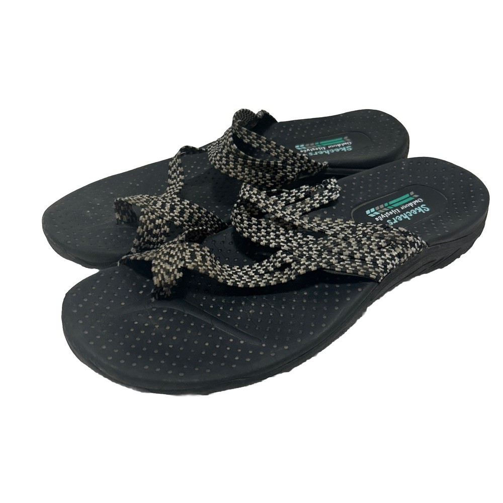 Skechers Outdoor Lifestyle Womens  Comfort Casual Slip-On Sandals  7 Black White