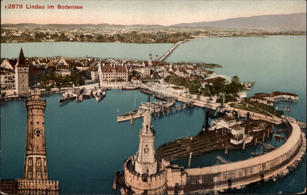 Aerial Lindau im Bodensee vintage postcard n526