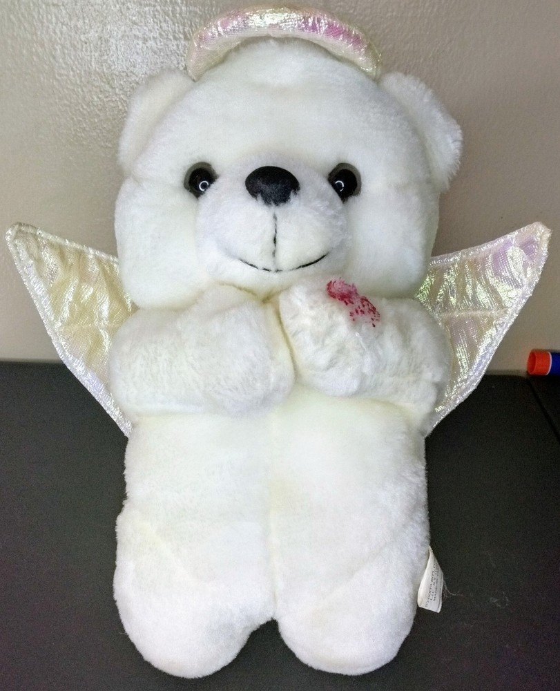 Goffa Bedtime Prayer Teddy Bear Plush Stuffed Praying White Gold Accents Toy