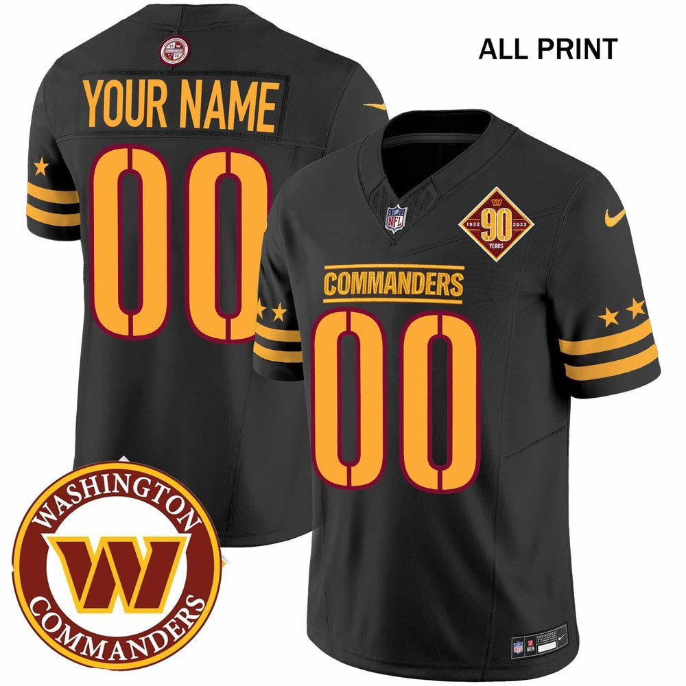 Washington Commanders 90th Anniversary Custom Football Jersey - Fully Printed