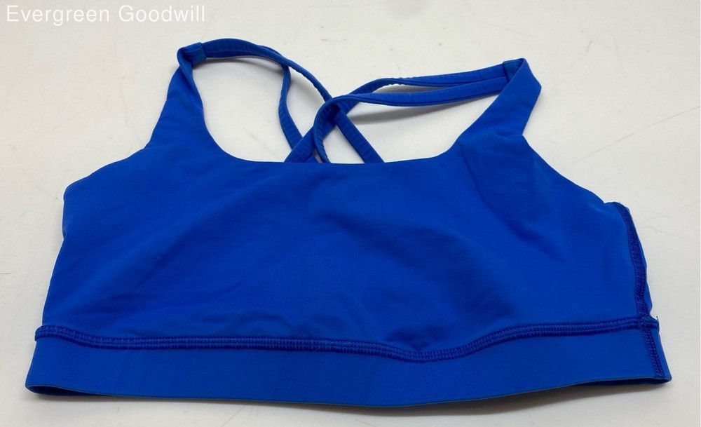 Lululemon Women's Blue Logo Detail Energy Pullover Sports Bra No Size
