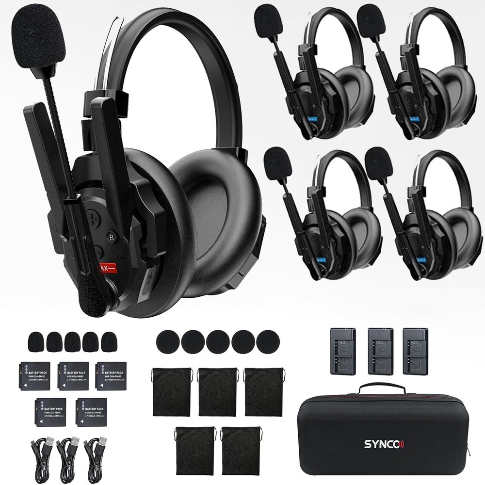 SYNCO Xtalk XMax5 X5 500m Wireless Headset Intercom System Full Duplex 5-Person