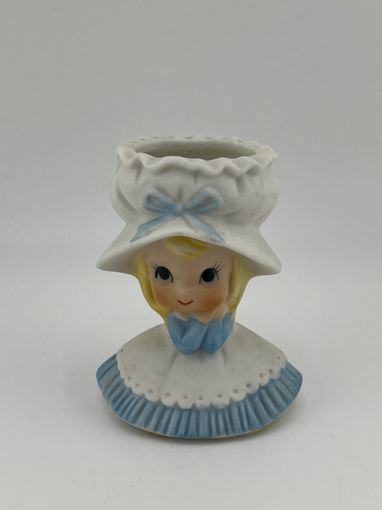 Vintage Mini Girl Figurine Toothpick Holder 2” Ceramic Japan NarcoWare