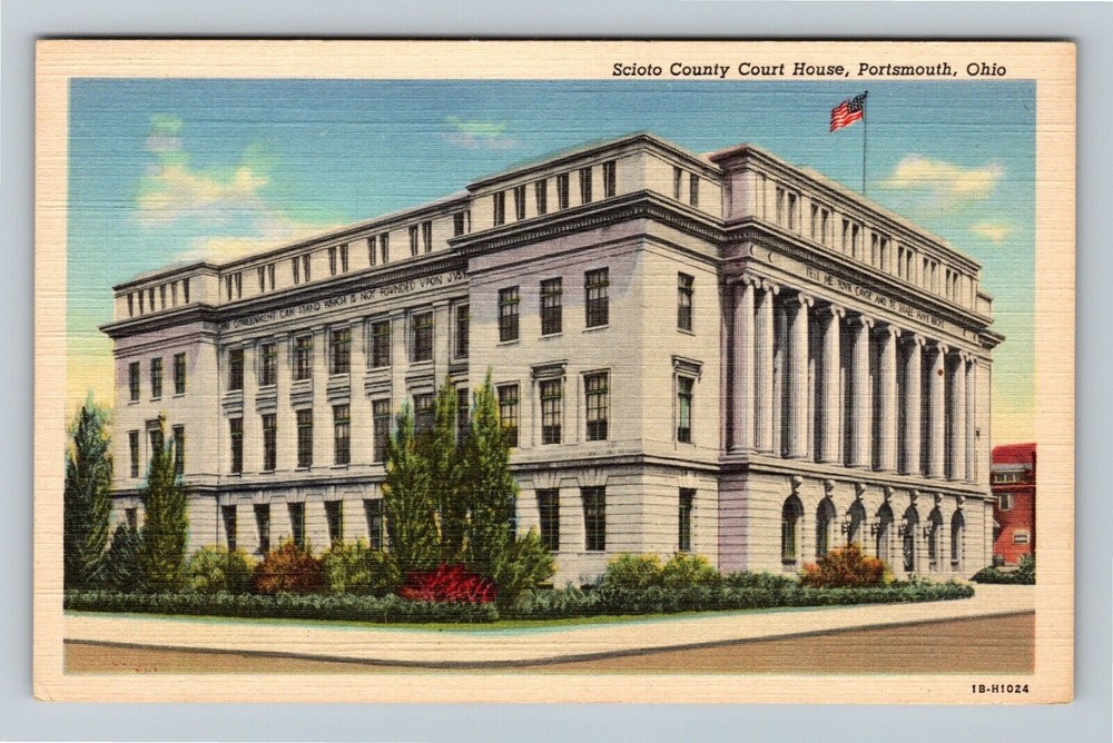 Portsmouth OH-Ohio, Scioto County Court House, Street View Vintage Postcard