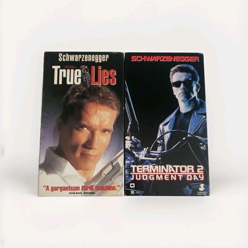 Terminator 2 Judgment Day & True Lies VHS Schwarzenegger 90s Action Bundle Lot