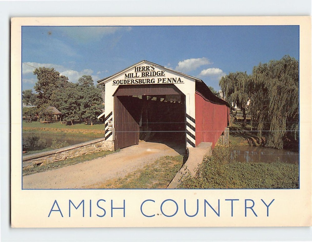 Postcard Amish Country Herr's Mill Bridge Soudersburg Pennsylvania USA