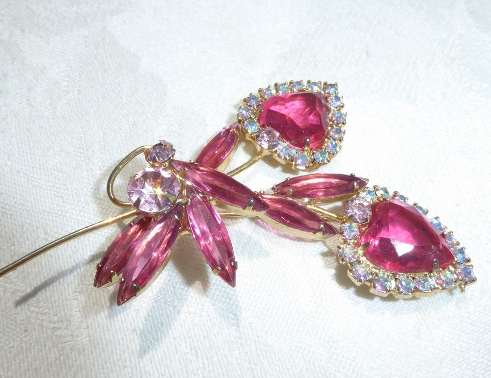 Vintage Juliana D&E Rhinestone Pink Crystal Ab Rhinestone Gold Tone Brooch 3