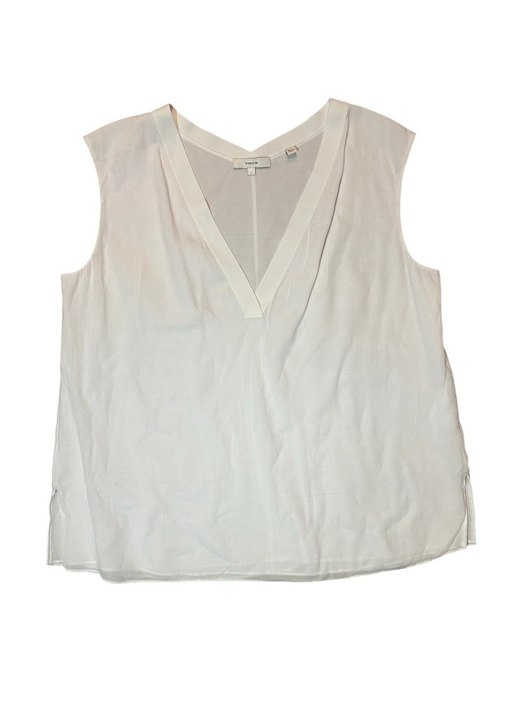 Vince White Cotton Solid Top Women's Regular Size L