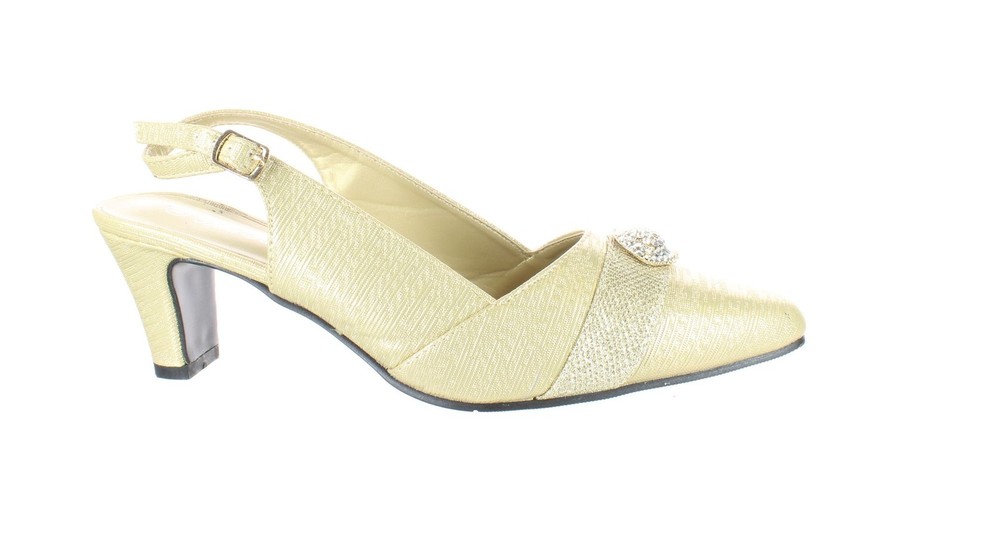 Bella Hanna Womens Gold Slingback Heels Size 8.5 7431516