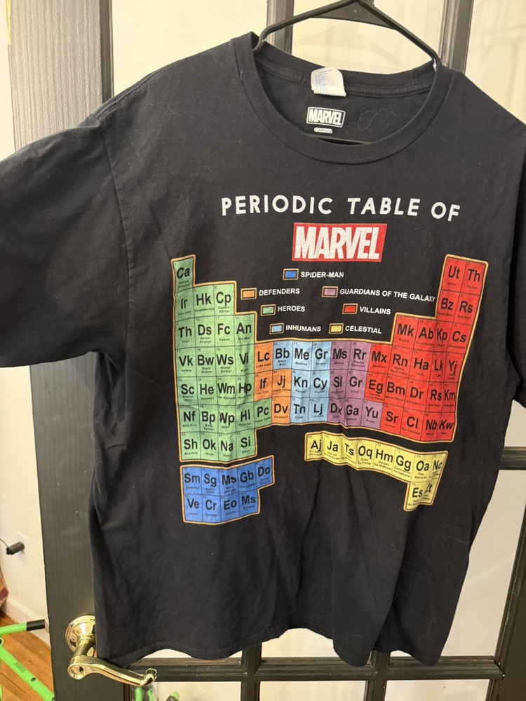 Men's Shirt Periodic Table of MARVEL T- Shirt Size large