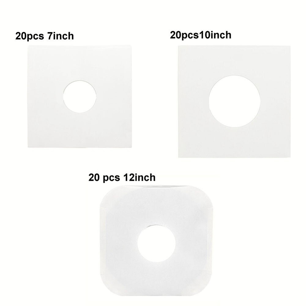 Vinyl Record Sleeves for Scratch Protection Pack of 20 White 12 10 7
