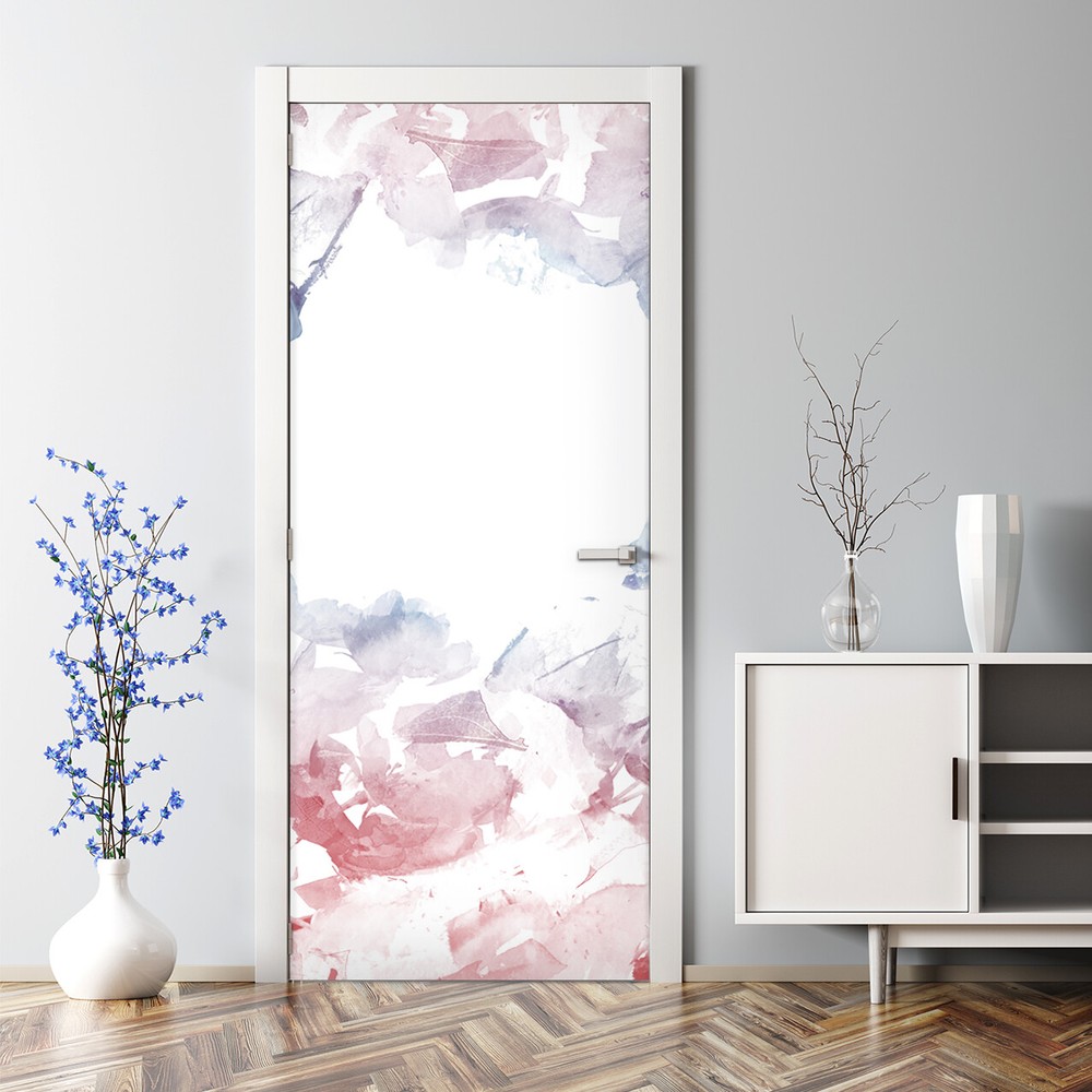 Serenity Rose quartz nursery Bubble Free Door sticker Floral decor Self adhesive