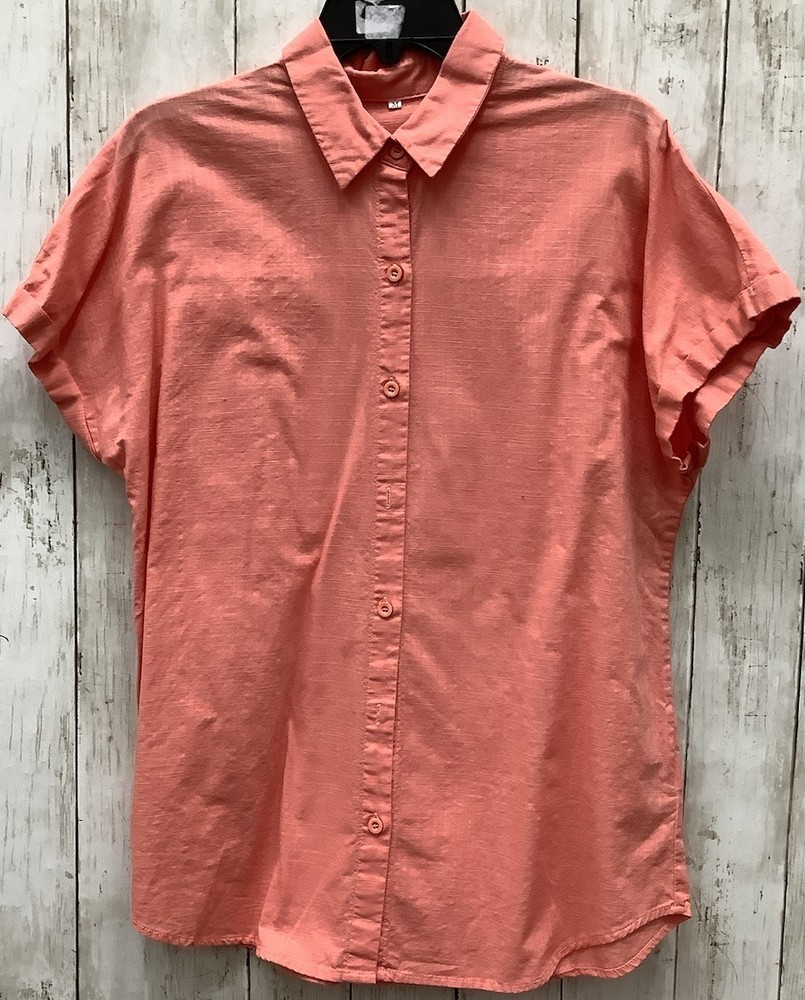 Women’s 100% Cotton Short Sleeve Button Up Top Medium 0430–234