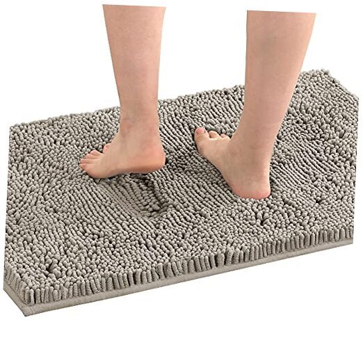 Luxury Chenille Bath Mat Taupe 17x24 Inch Soft Bathroom Rug
