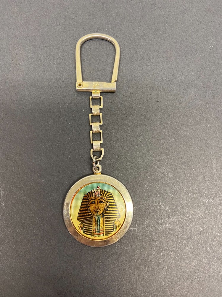 Vintage Egyptian Sphinx Tutankhamun Metal Keychain Travel Souvenir NOS