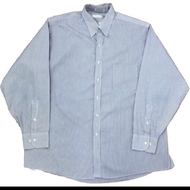 Geoffrey Beene blue and white striped button down. Size 17.5 , 34/35