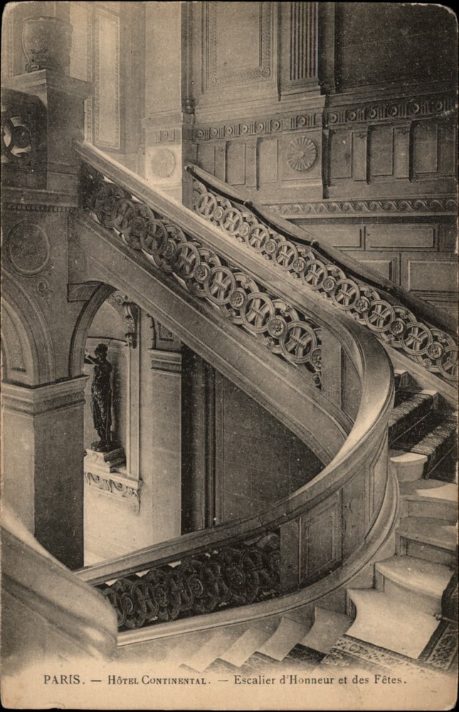 Hotel Continental Paris Staircase vintage postcard s837
